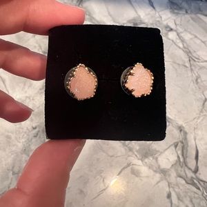 Kendra Scott Rose Gold Tessa Earrings in Pink Drusy